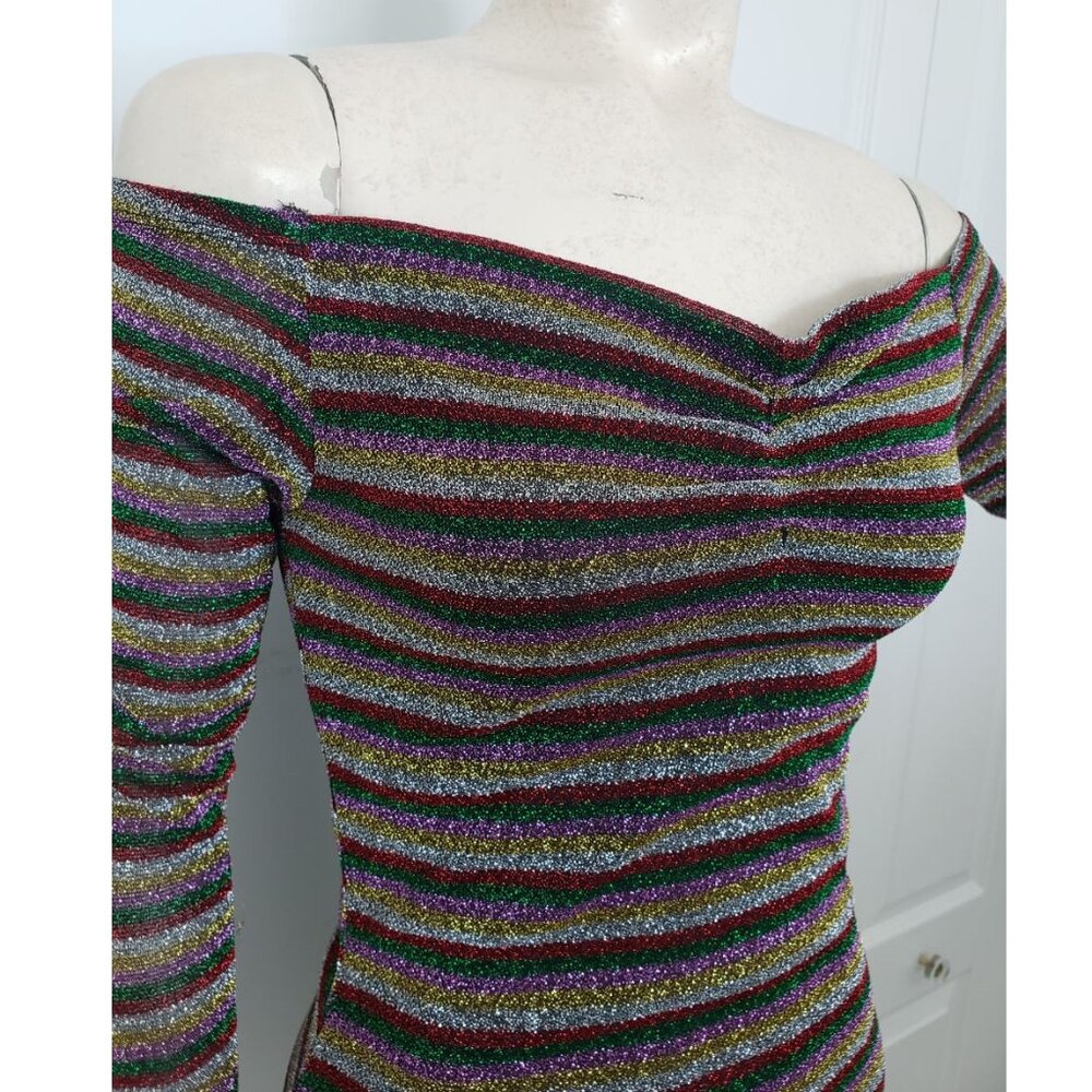 Glitter off-shoulder long sleeve bodysuit BNWT